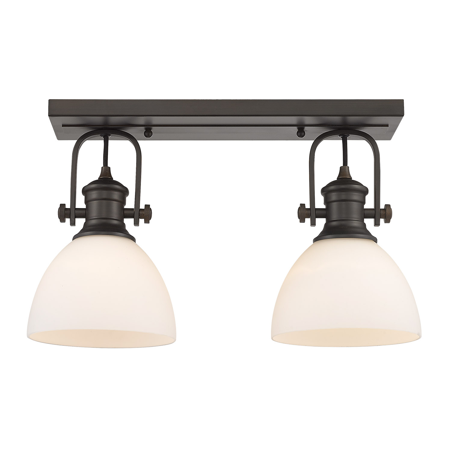 Golden Lighting-3118-2SF RBZ-OP-Hines - 2 Light Semi-flush Mount-8.38 Inches Tall and 17.88 Inches Wide Rubbed Bronze Opal Rubbed Bronze Finish